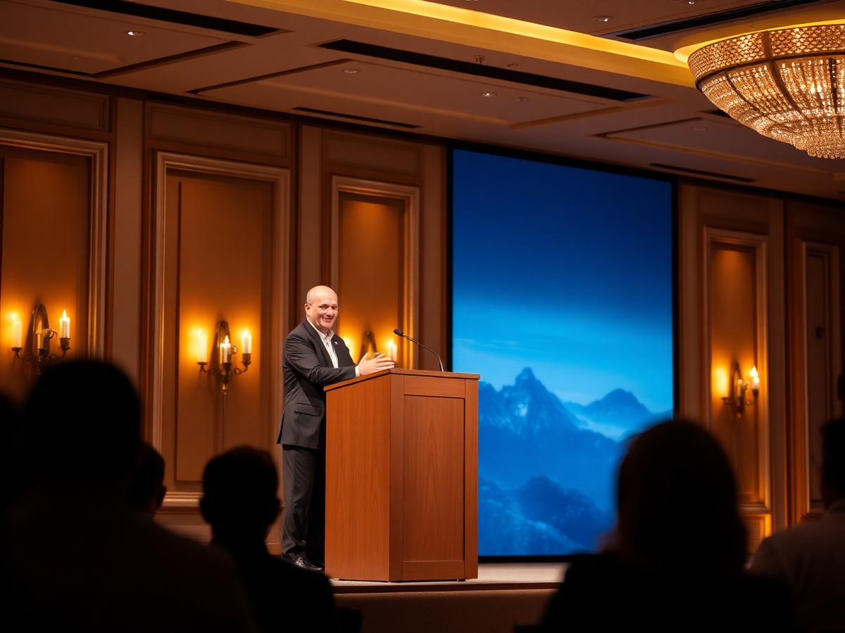 Speaker on stage